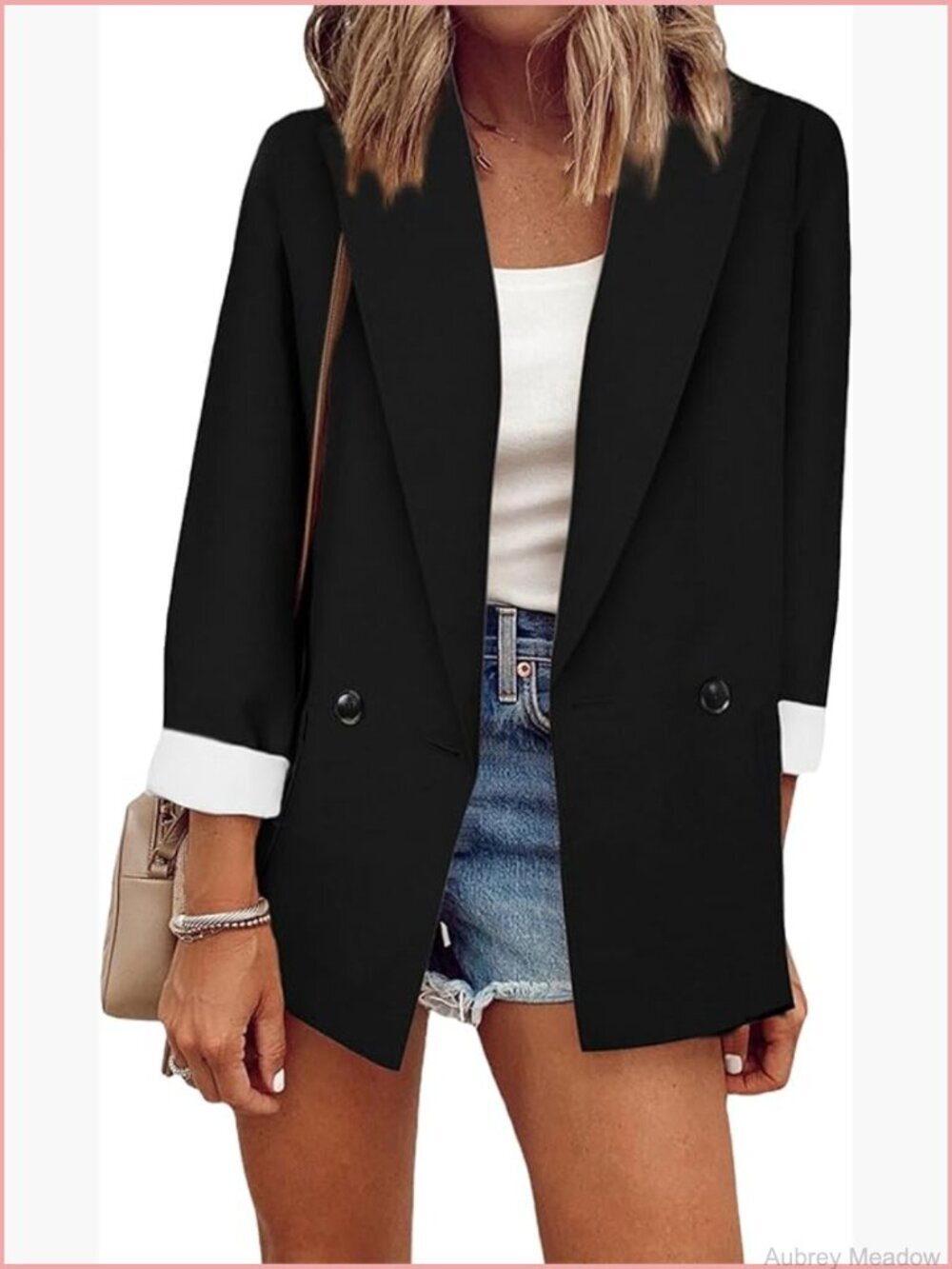 Long Sleeve Blazer Open Front Coat Jacket Lapel Pockets Work Office